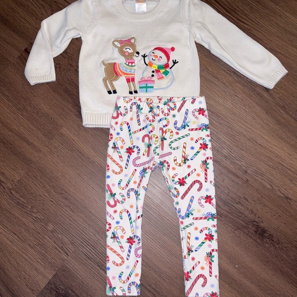 Gymboree Christmas Reindeer & Snowman Appliqué Sweater & Legging Set (18-24m) - Picture 2 of 7